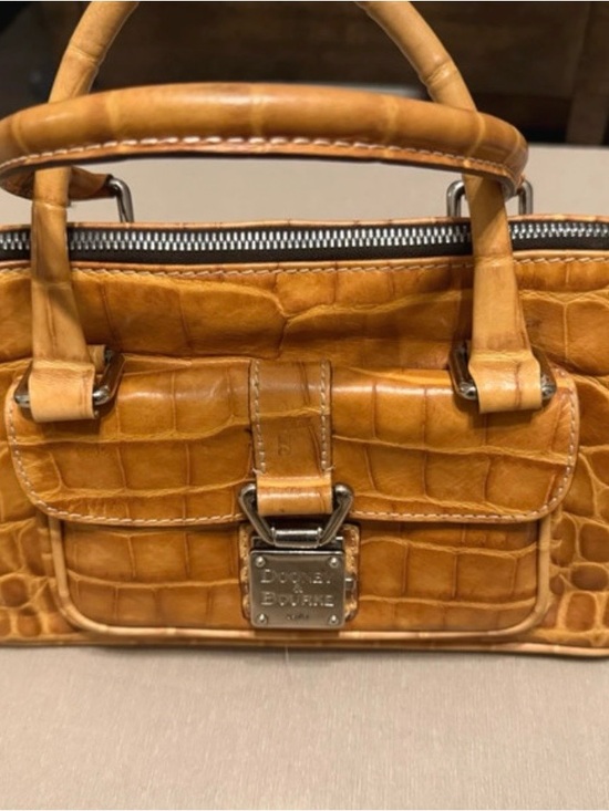 Dooney & Bourke Handbags - Dooney & Bourke Dillen Croco Leather Satchel Tan Top Handle Bag